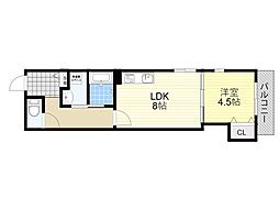 La vie belle 宝山町 1LDKの間取図画像