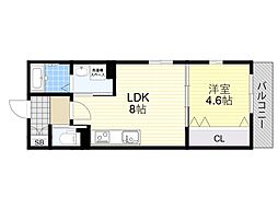 La vie belle 宝山町 1LDKの間取図画像