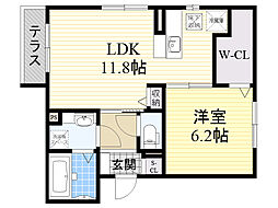 ロイヤルメゾン豊中 1LDKの間取図画像