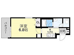 WELLSQUARE石橋阪大前 1Kの間取図画像