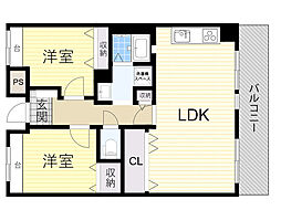 グランベール刀根山 2LDKの間取図画像
