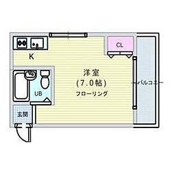 プレアール中桜塚 ワンルームの間取図画像
