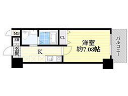CASSIA豊中三国 1Kの間取図画像