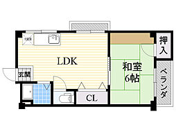 穂積マンション 1LDKの間取図画像