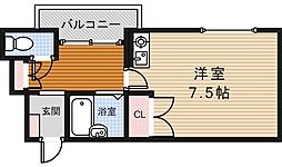 サンコートてしま ワンルームの間取図画像