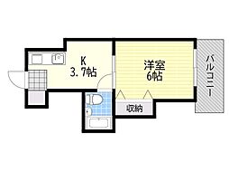 メゾン豊中パート18 1Kの間取図画像