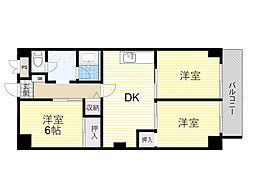 シャンティー豊中 3DKの間取図画像