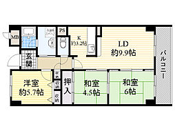 サニーサイド曽根 3LDKの間取図画像