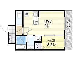 エル・セレーノ新大阪北 10階1LDKの間取り