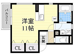 シルクコートC棟 ワンルームの間取図画像