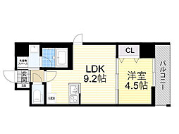 ブロード服部天神駅前レジデンス 1LDKの間取図画像