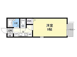 ハイツサン幸2棟 1Kの間取図画像