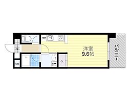 アーデン千里中央 ワンルームの間取図画像