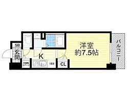ディームス江坂 1Kの間取図画像