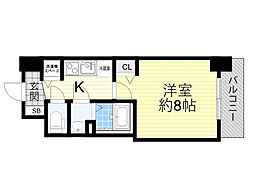 ディームス江坂 1Kの間取図画像