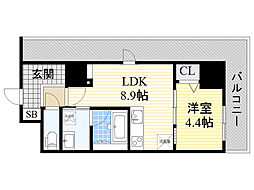 グランセジュール江坂パーカー江坂ビル 1LDKの間取図画像
