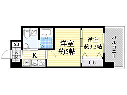 セレニテ江坂ルフレ 2Kの間取図画像