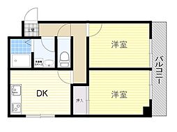 シンシア曽根西レジデンス 2DKの間取図画像