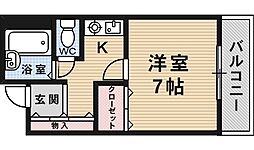 東邦ハイツ 1Kの間取図画像