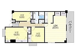 千里中央パークヒルズG棟 3LDKの間取図画像