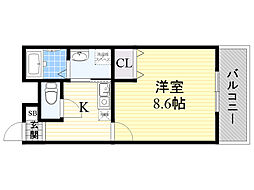 プルーデンス箕面セントラル 1Kの間取図画像