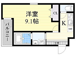 フジパレス阪急池田駅北 1Kの間取図画像