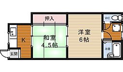 フラット荘園 2Kの間取図画像