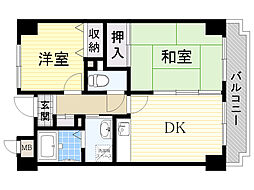 オクト千歳 2DKの間取図画像