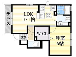 スカイヴィラ豊中 1LDKの間取図画像