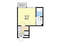 アスール江坂3rd 1Kの間取図画像
