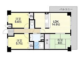 ル・アン緑地 3LDKの間取図画像
