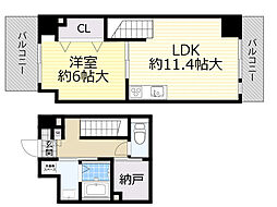 エターナル緑丘 1SLDKの間取図画像