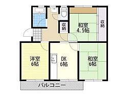 箕面粟生第2住宅16棟 3DKの間取図画像