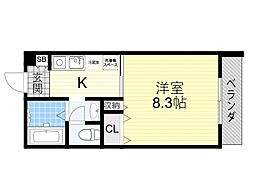 ドミトリオ仁王田 1Kの間取図画像