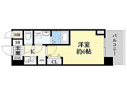 エスレジデンス新大阪ガーデン 1Kの間取図画像