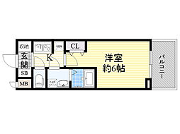 エスレジデンス新大阪ガーデン 1Kの間取図画像