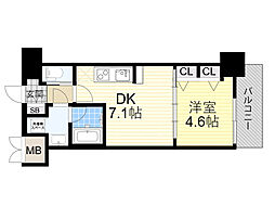 スプランディッド新大阪キャトル 1DKの間取図画像