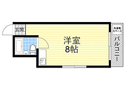 フロントリバー豊中 ワンルームの間取図画像