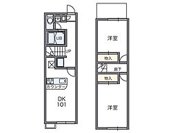 レオパレス東豊中 2DKの間取図画像