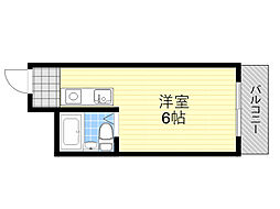 ユニバーサルコート柴原 1Kの間取図画像