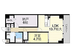 トリニティ豊中本町 1SLDKの間取図画像