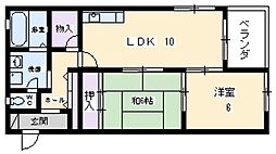 リンデン北桜塚コーポ 2LDKの間取図画像