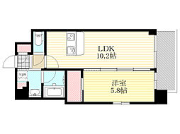 グランカーサ新大阪South 1LDKの間取図画像