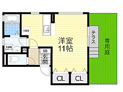 シルクコートC棟 ワンルームの間取図画像