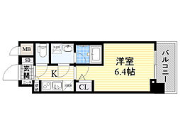 COMFORIA江坂広芝町 1Kの間取図画像