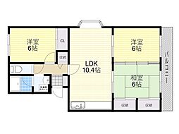 フォルク北千里D棟 3LDKの間取図画像