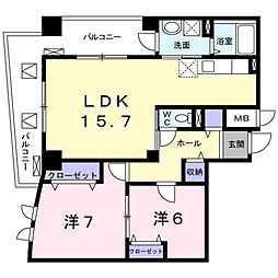 スローハスコート 2LDKの間取図画像