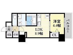 グランセジュール江坂パーカー江坂ビル 1LDKの間取図画像