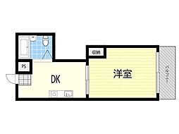 プレアール夕日丘 1Kの間取図画像