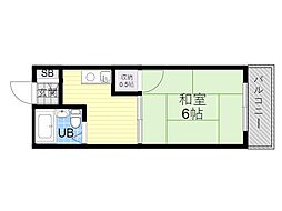 天神コーポ 1Kの間取図画像